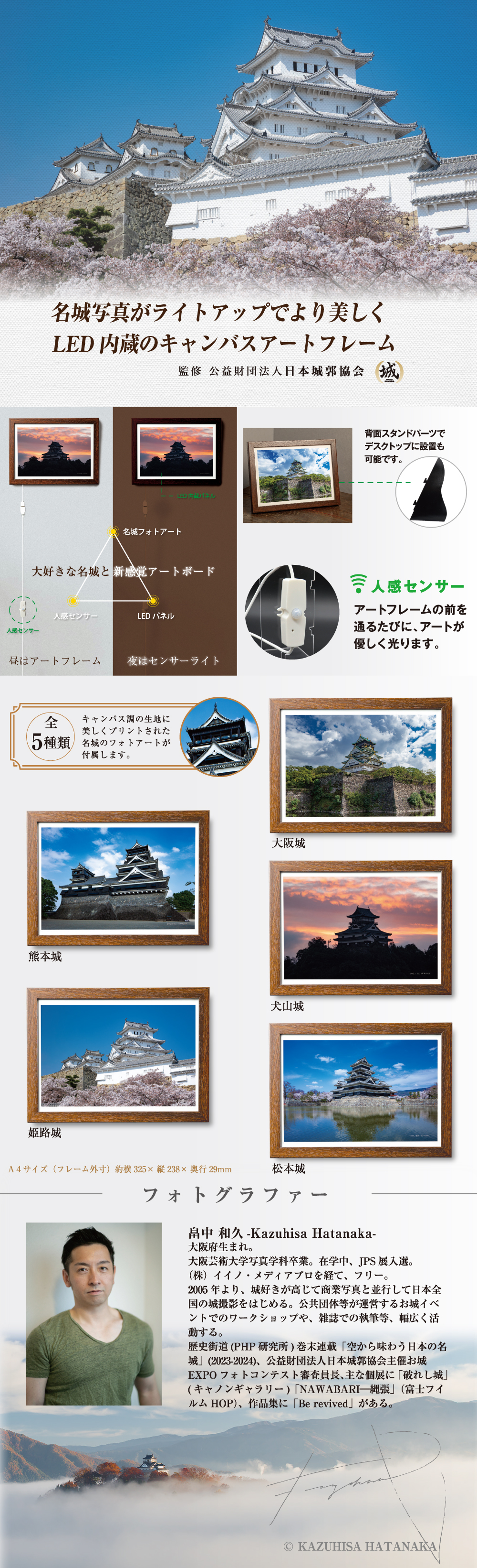 人感センサーで美しい名城アートがライトアップ！