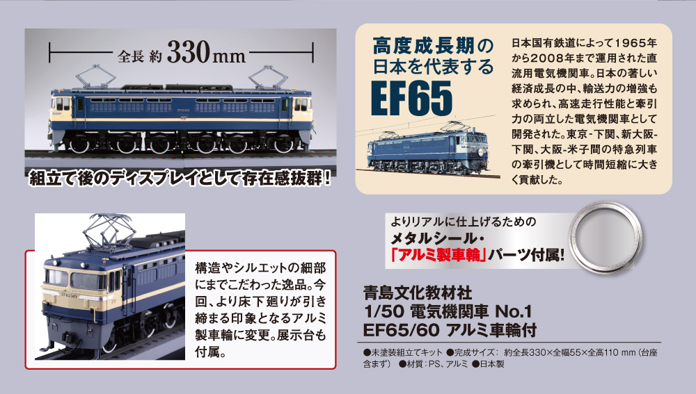 1/50 電気機関車No.1 EF65/60 アルミ車輪付