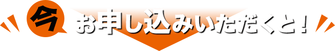 今お申し込みいただくと！