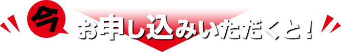 今お申し込みいただくと！