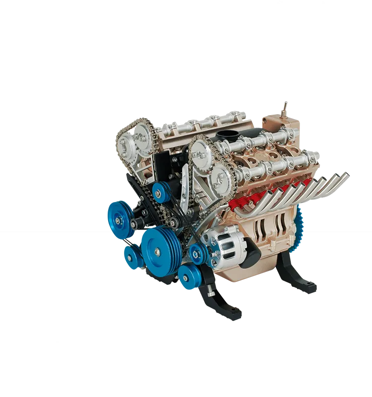 エンジン上部には複雑なバルブトレイン TECHING V8エンジンモデル組立てキット 107,800円（税込）