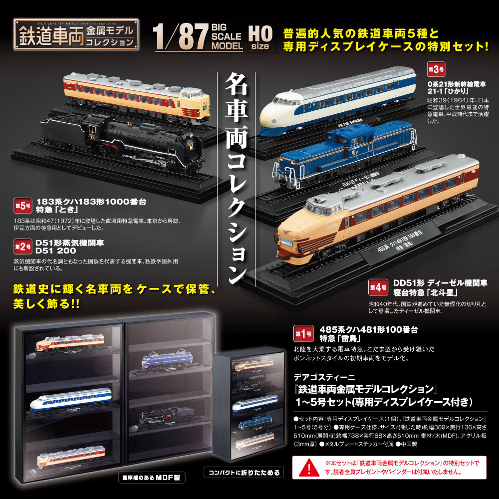鉄道車両金属モデルコレクション』1～5号セット(ケース付 