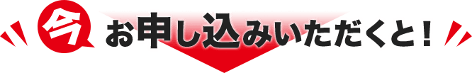 今お申し込みいただくと！